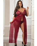 Empire Waist Laced Sheer Long Dress & Panty