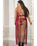 Empire Waist Laced Sheer Long Dress & Panty